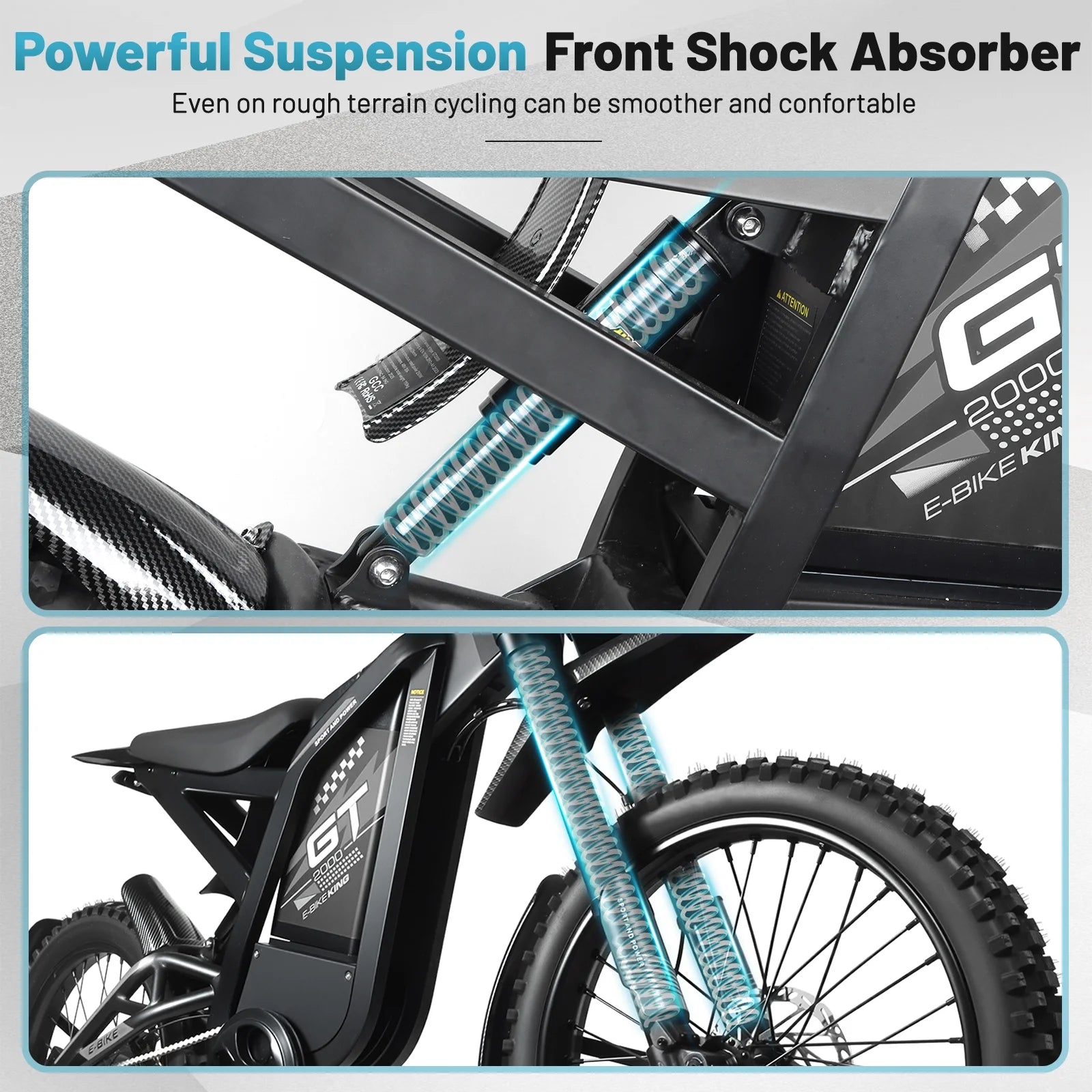 OUXI GT2000 Electric Dirt Bike for Adults, 3000W Peak Electric Motorcycle, 37MPH Electric Bike, 48V 30ah Battery, 85+Miles Mountain Bike, 24" Fat Tire Ebike, Hydraulic Brakes, Full Suspension, UL2849