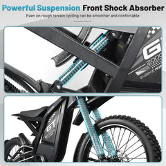 OUXI GT2000 Electric Dirt Bike for Adults, 3000W Peak Electric Motorcycle, 37MPH Electric Bike, 48V 30ah Battery, 85+Miles Mountain Bike, 24" Fat Tire Ebike, Hydraulic Brakes, Full Suspension, UL2849