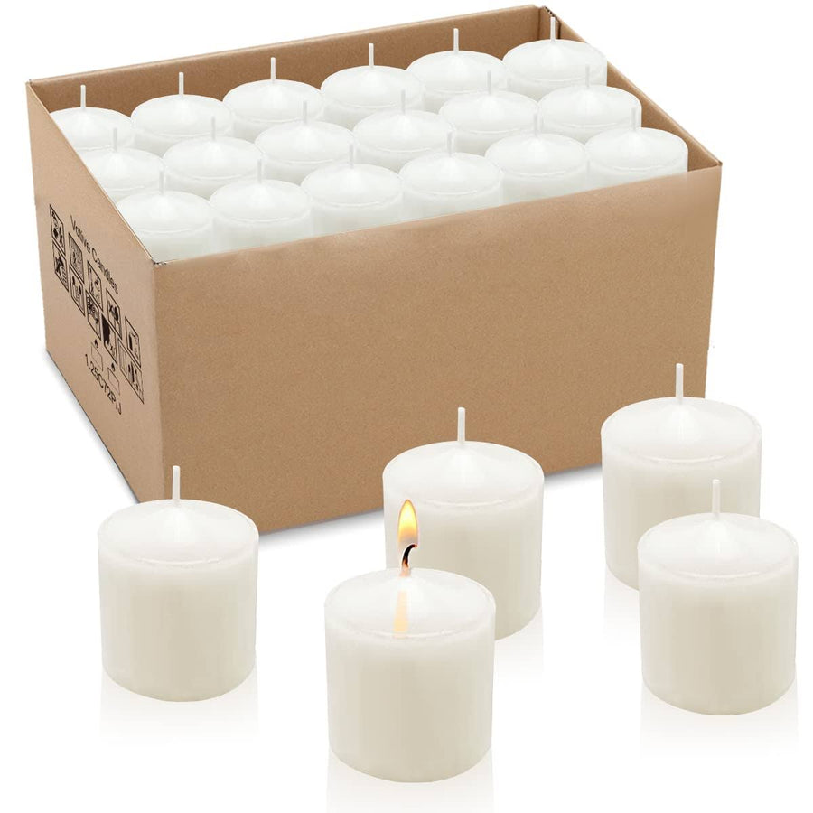 Mi Ka Yia 10 Hour White Votive Candles for Weddings Party Spa and Emergency, Set of 36 Unscented Bulk Candles for Restaurants and Home Decoration