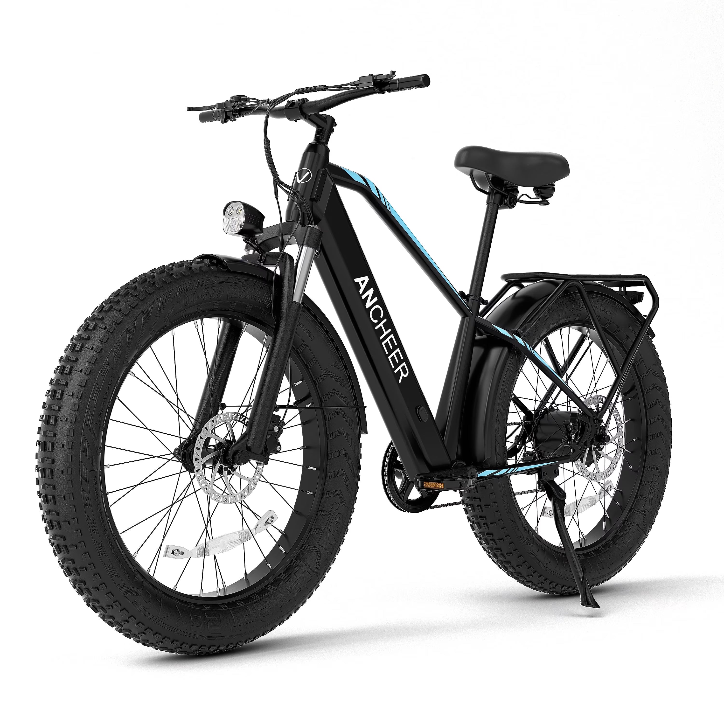 ANCHEER Electric Bike for Adults Peak 1000W Electric Bicycle 48V 15AH Battery Electric Bike 26" x 4.0" Fat Tire Mountain 28MPH 7 Speed Gears Electric Bike, Rear Rack, UL2849