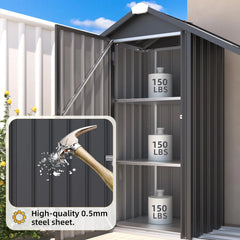 AECOJOY Outdoor Storage Cabinet Waterproof with Shelves and Lean to Open-Sided Firewood Racks