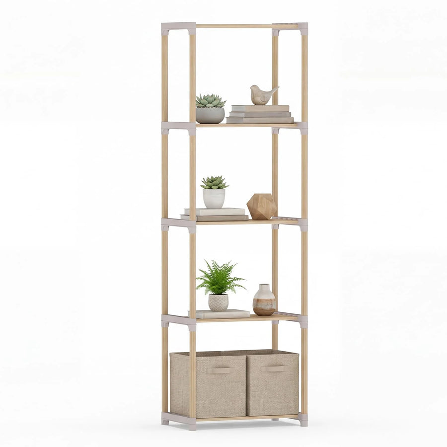 Tangkula 4/5-Tier Solid Wood Bookshelf for Home Office