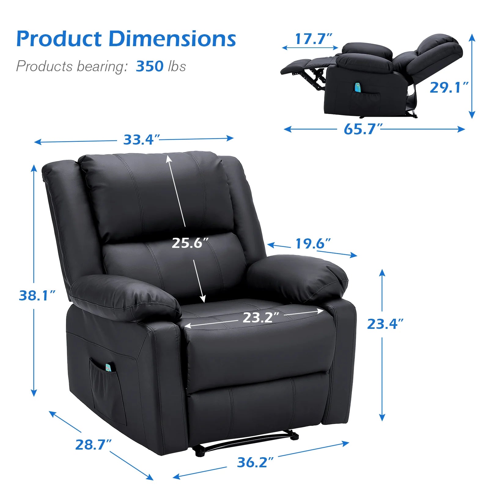 AECOJOY Massage Recliner Chair with Heat Function, Overstuffed Recliner Sofa
