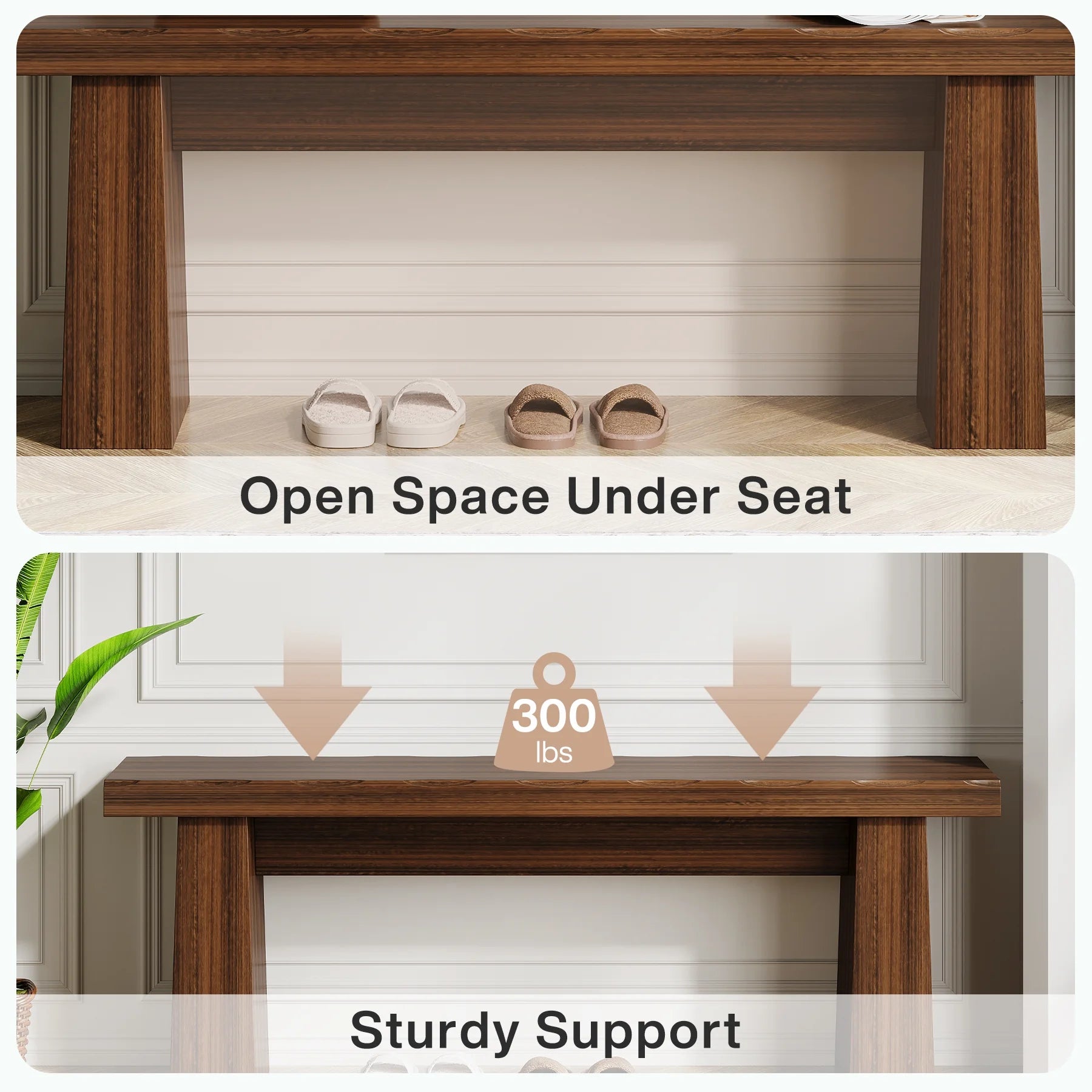 Fnova 48" Wooden Two - Person Backless Entryway Bench with Under - Bench Storage for Outdoor Garden, Living Room, Bedroom, Dining Room, Hallway