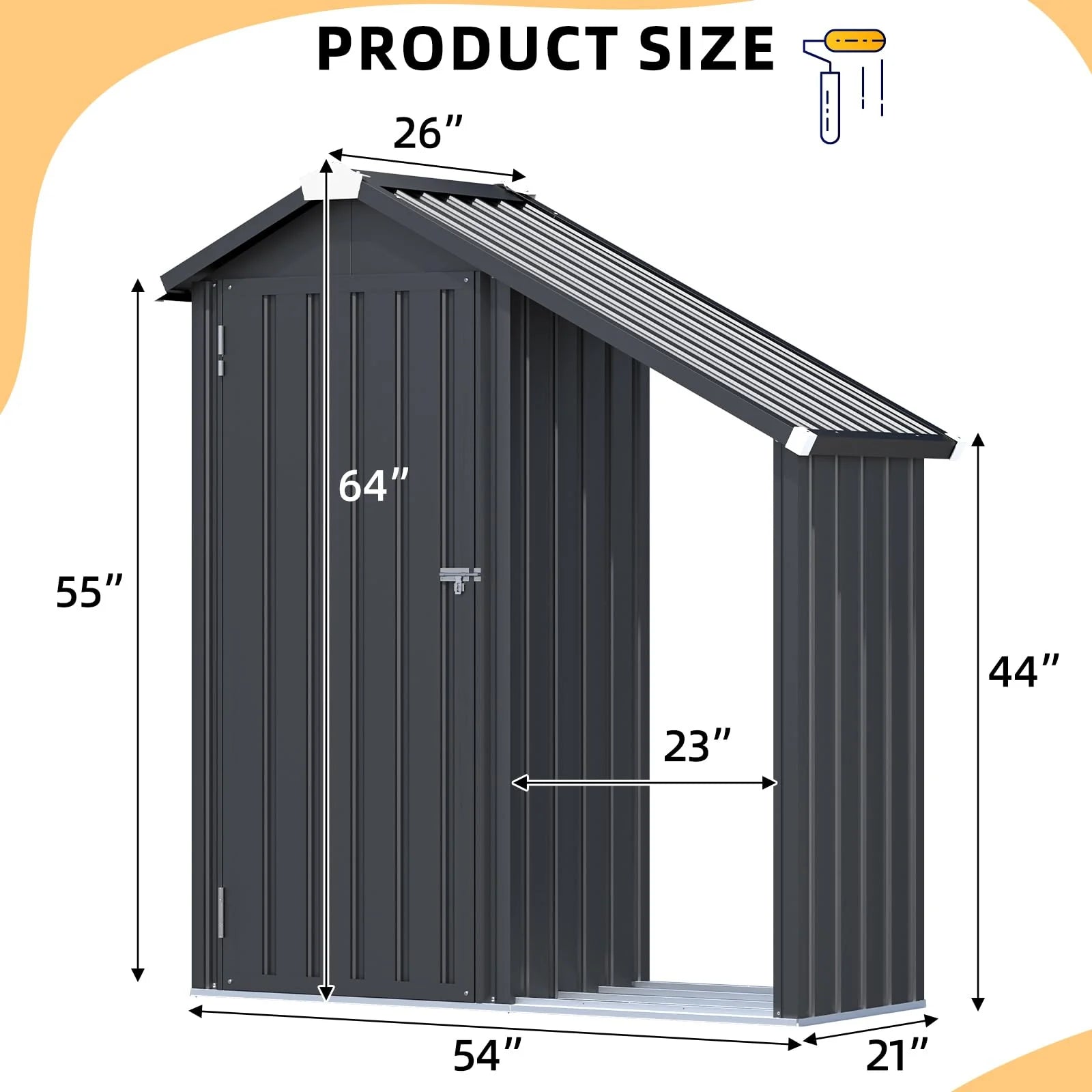 AECOJOY Outdoor Storage Cabinet Waterproof with Shelves and Lean to Open-Sided Firewood Racks