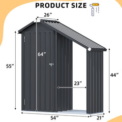 AECOJOY Outdoor Storage Cabinet Waterproof with Shelves and Lean to Open-Sided Firewood Racks