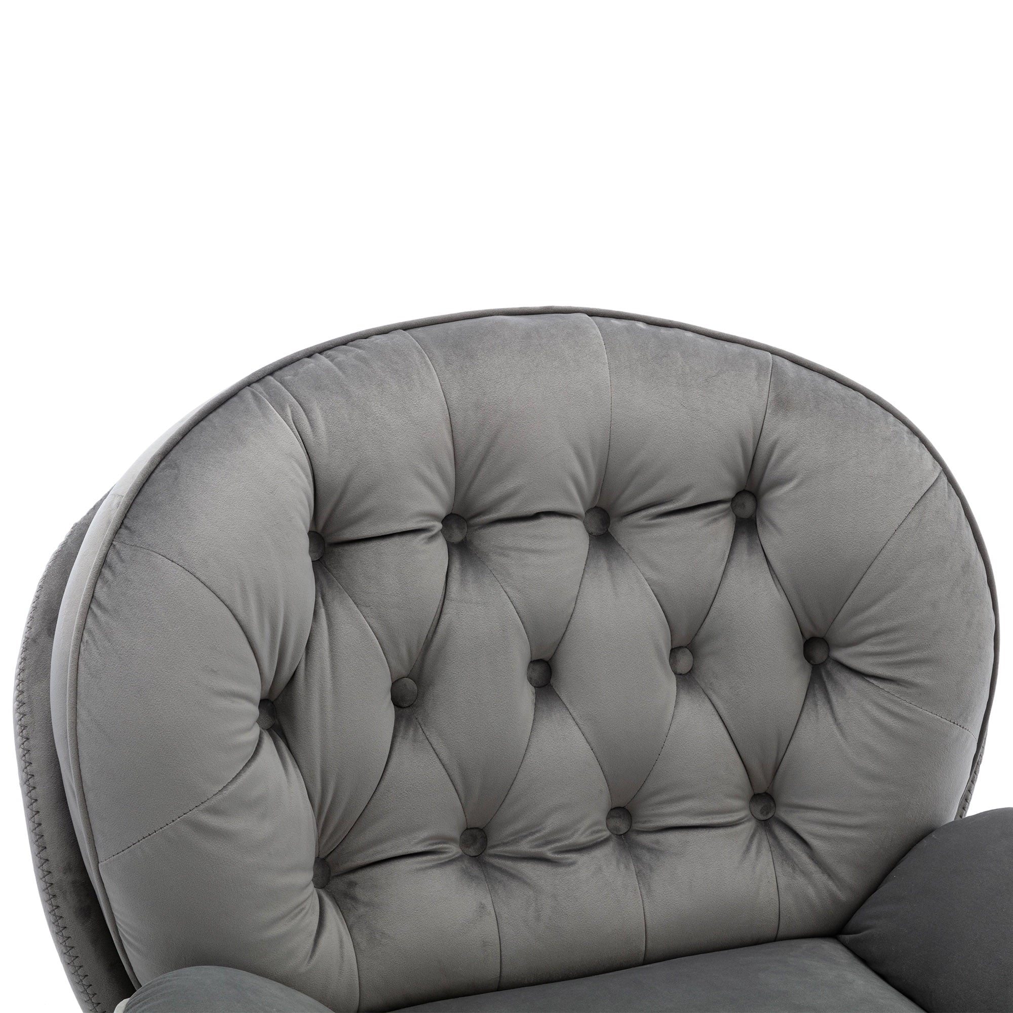 Swivel Accent Chair with Ottoman, Velvet Accent Chair with Footrest, Mid - Century Modern Lounge Chair and Ottoman Set, Reading Chair for Living Room, Bedroom, Reading Room, Home Office, Blue