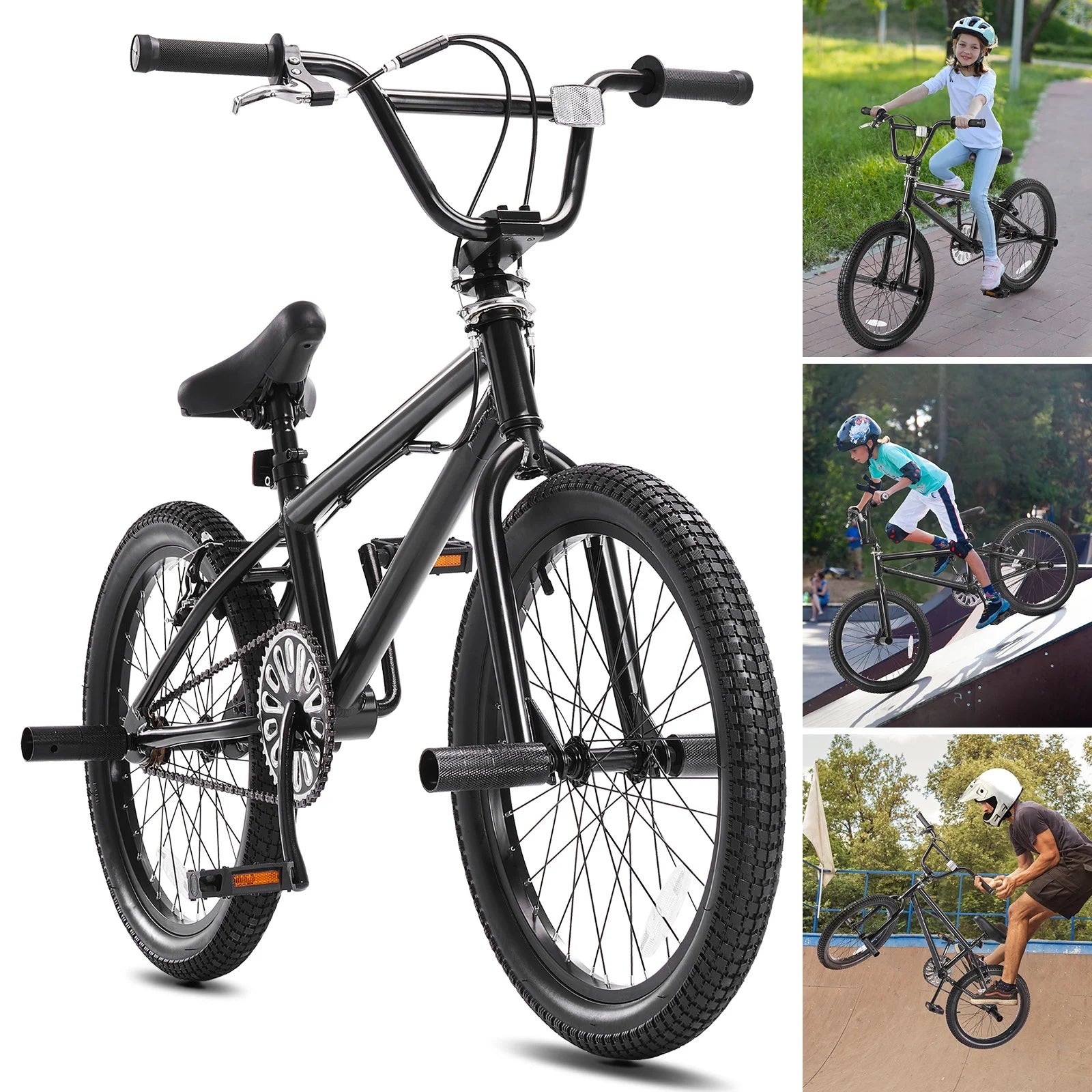 KFFKFF BMX Cycle, Freestyle Bike with 20 - Inch Wheels, BMX Racing Cycle with 360° Rotator and Four Pegs, Suitable for Novice to Skilled Riders, BMX Bikes for Teens and Adults