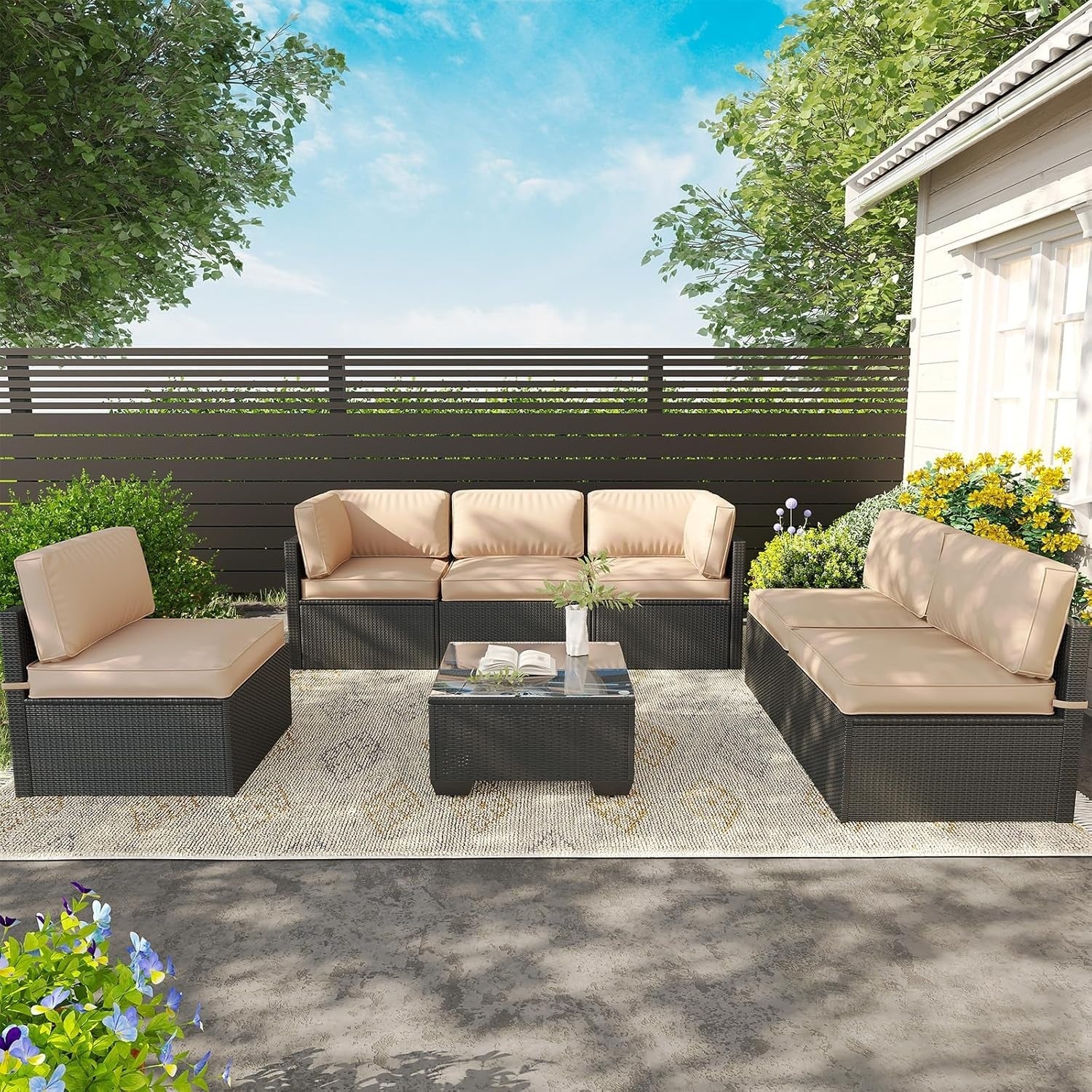 AECOJOY Outdoor Cushions for Patio Furniture 14PCS Outdoor Cushion Covers Replacement Washable with Zipper