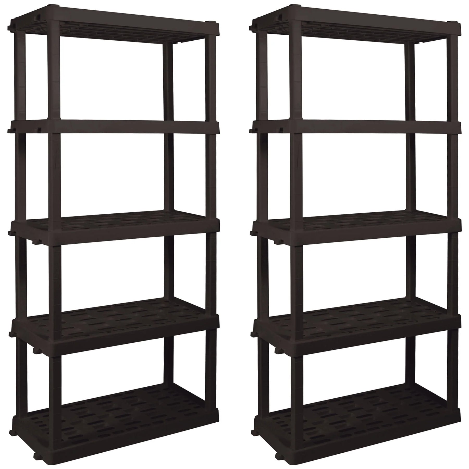 Hyper Tough Large 5 - Tier Shelving Unit, W36 x D18 x H74" Interlocking Multipurpose Organizer, Black, Pack of 2