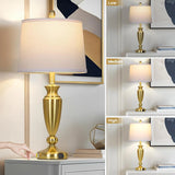 27'' Gold Table Lamps for Living Room, 3 Way Touch Control Bedside Lamps Set of 2 with USB A+C Ports, Modern Metal Nightstand Lamps for Bedroom Living Room Office End Table