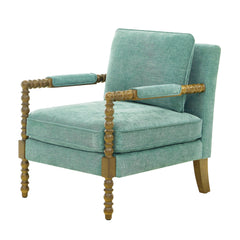 Pioneer Woman Harper Spindle Accent Chair, Jade Fabric Upholstery
