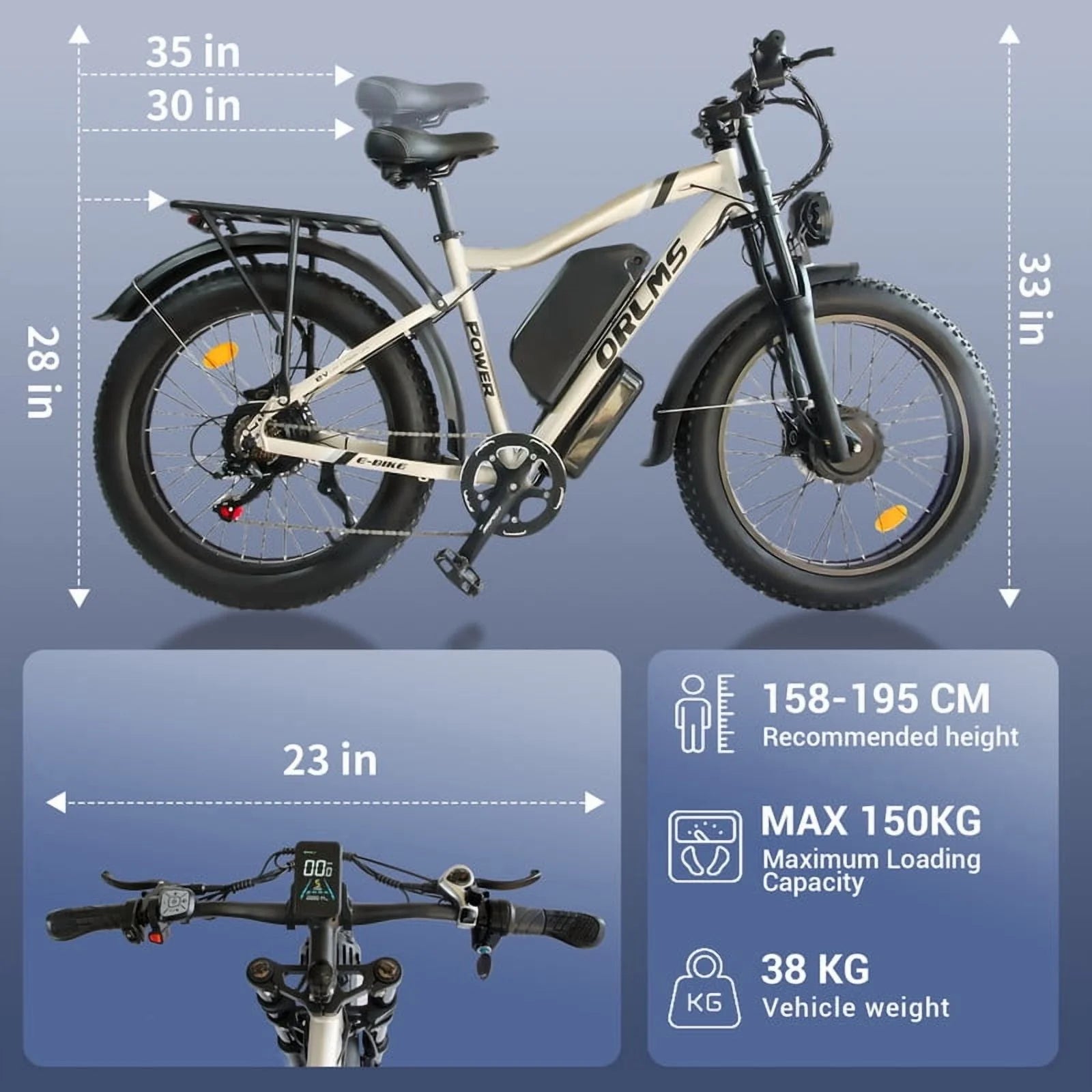 3000w（peak)Motor 190NM Electric Bike SMLRO MX500 for Adults, with 52v25ah Battery E Bicycles, 24" Fat Tire All - Terrain Electric Bicycle for Adult, Max 37MPH Ebike, 7 - Speed UL2849