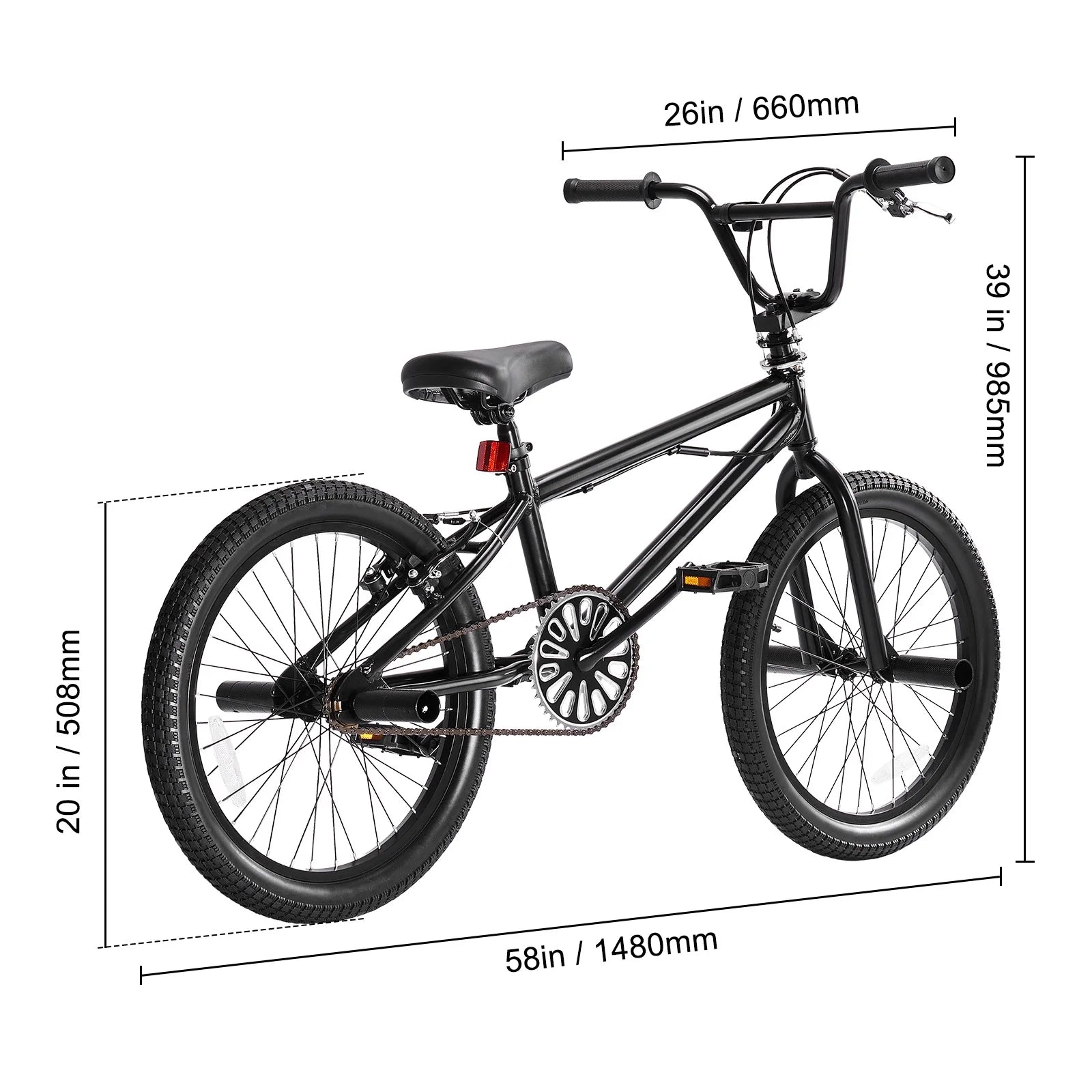 KFFKFF BMX Cycle, Freestyle Bike with 20 - Inch Wheels, BMX Racing Cycle with 360° Rotator and Four Pegs, Suitable for Novice to Skilled Riders, BMX Bikes for Teens and Adults