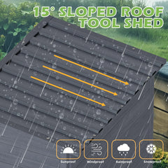 AECOJOY Outdoor Wooden Storage Cabinet Weatherproof, Garden Vertical Storage Shed with 3 Adjustable Shelves