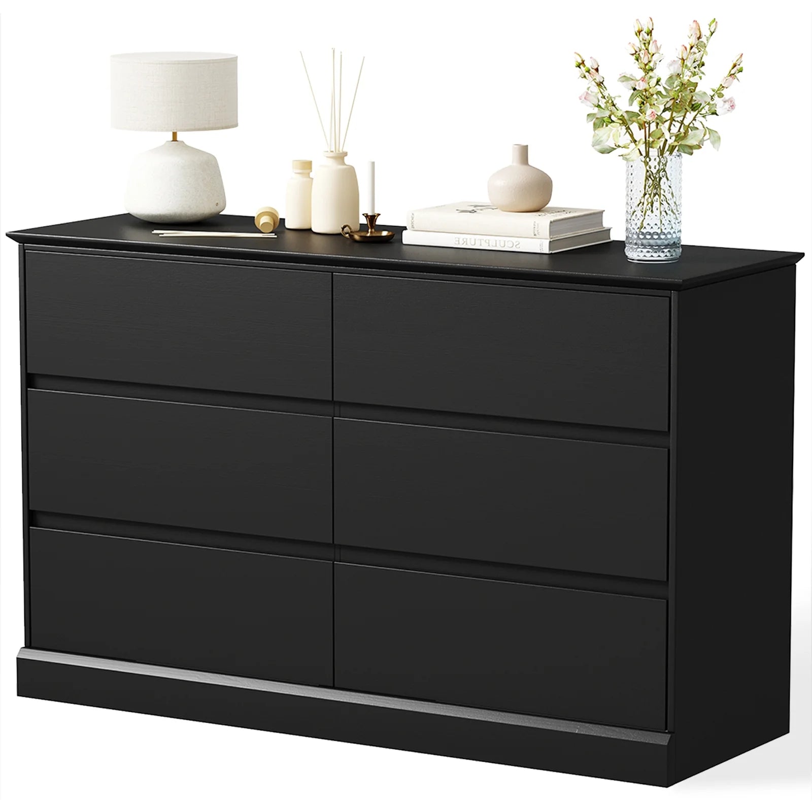 White Dressers Bedroom Dresser 6 Drawer Storage Chest of Drawers Double Dresser Storage Side Cabinet Room Furniture for Bedroom Living Room
