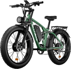 Fat Tire E - Bike 2000W Ebike for Adults, 52V 22.4AH Battery Dual Motor 26" Full Suspension Electric Bicycles 35MPH AWD Mountain E Bike Hydraulic Brakes