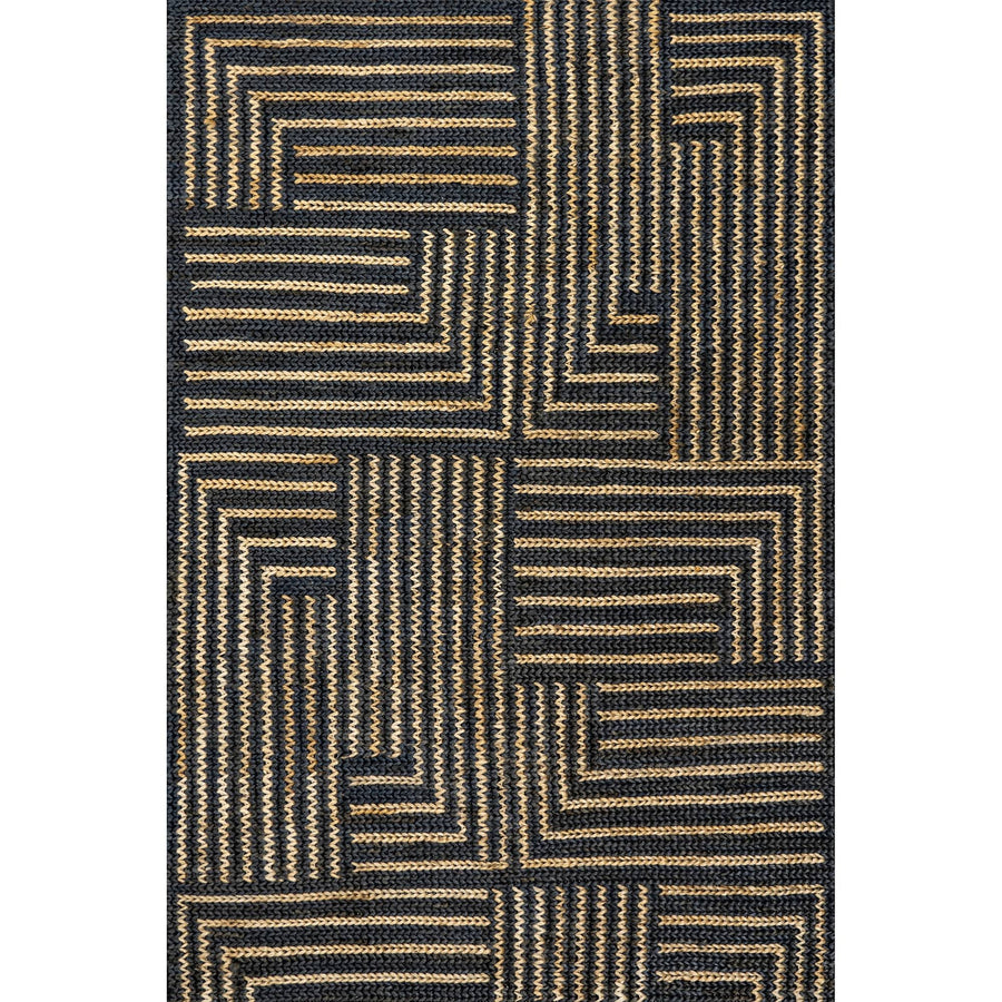 nuLOOM Lauren Liess Grassland Handwoven Jute Black 2 ft. x 8 ft. Modern Runner Rug