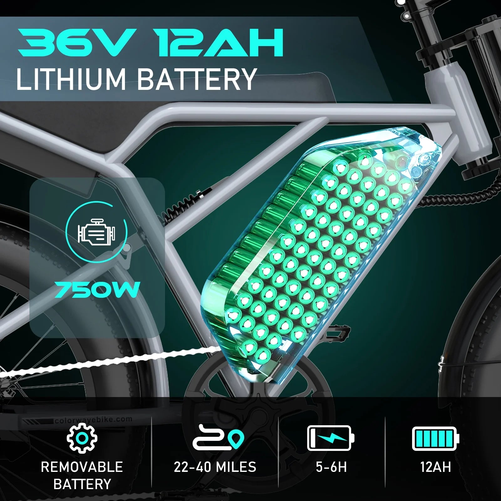 COLORWAY 750W 20"x4.0 Fat Tire Electric Bike, 48V 15ah Battery, Off - Road E - Bike for Adults, UL2849 Certified
