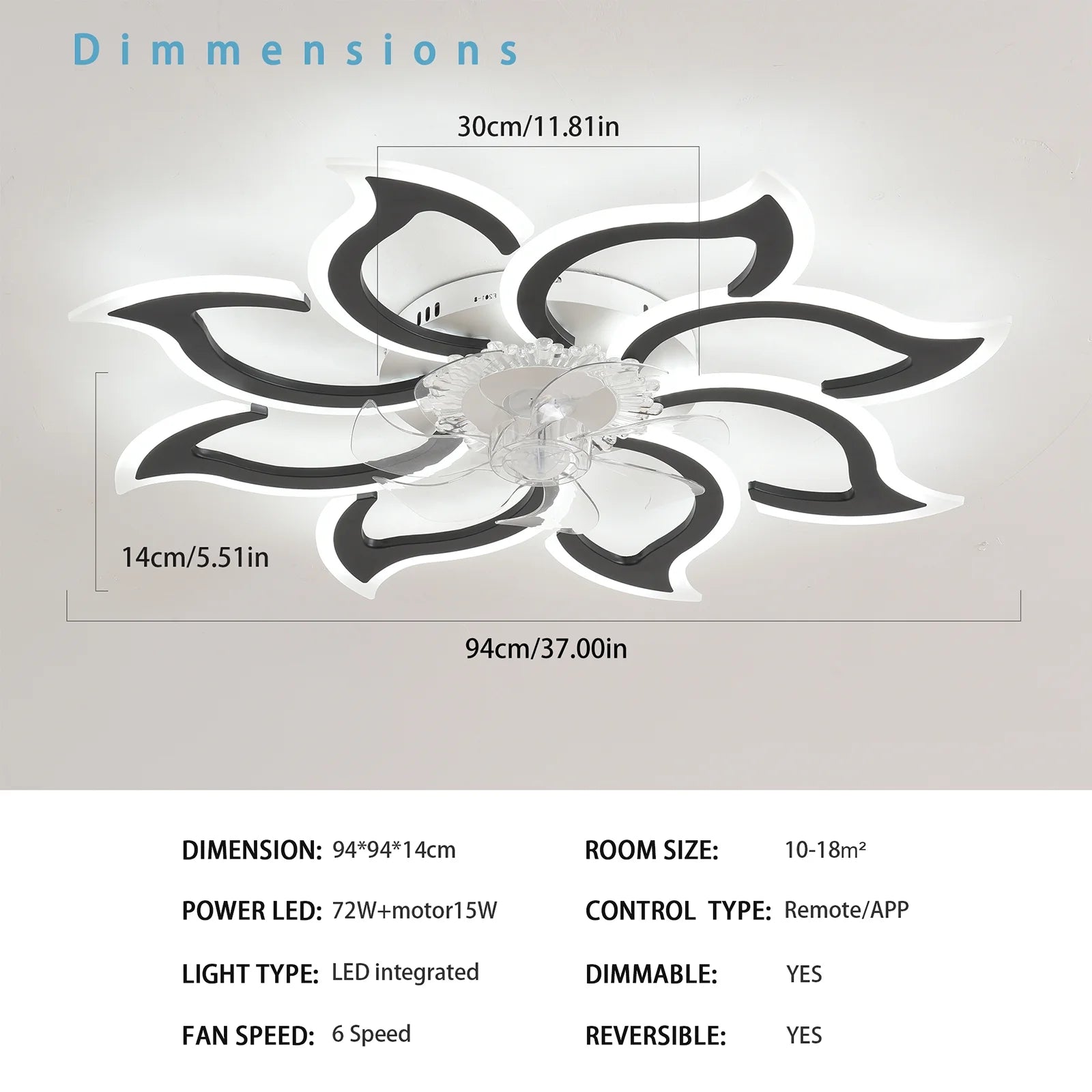 Garwarm Dimmable Ceiling Fan with Light and Remote Control, 27" Small Flush Mounted Ceiling Fan with LED Lights, APP and Remote Controlled, Modern, White