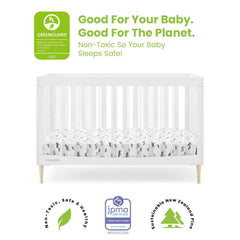 Delta Children Austin Acrylic 4 - in - 1 Convertible Baby Crib - Greenguard Gold Certified. Bianca White/Natural