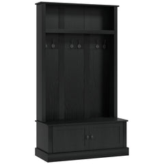 HOMCOM Hall Tree, Entryway Bench W/ Coat Rack, Shoe Cabinet, Black