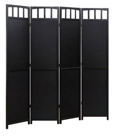 Legacy Decor Solid Wood 4 Panel Room Divider, 70" Tall, Black Finish, Freestanding