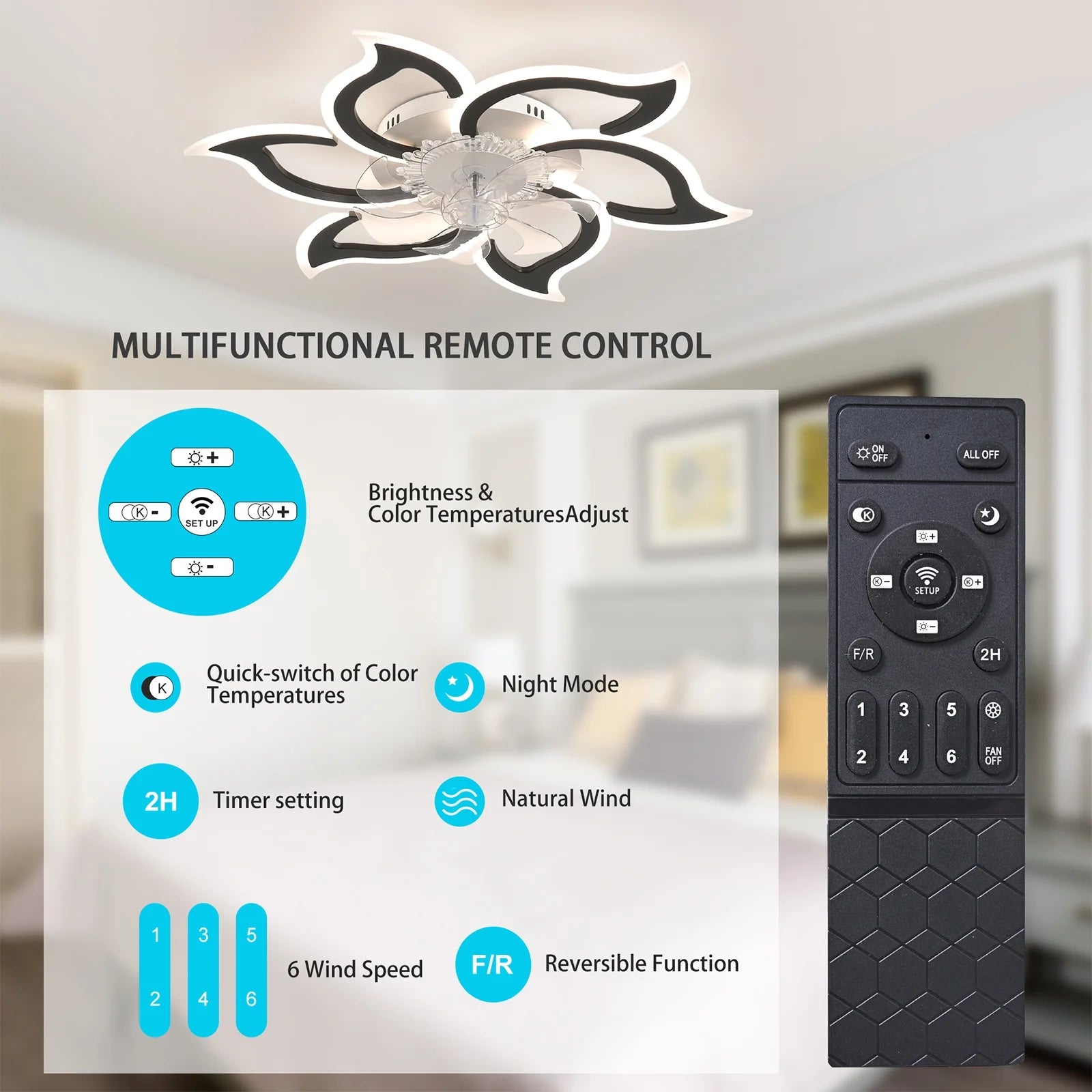 Garwarm Dimmable Ceiling Fan with Light and Remote Control, 27" Small Flush Mounted Ceiling Fan with LED Lights, APP and Remote Controlled, Modern, White