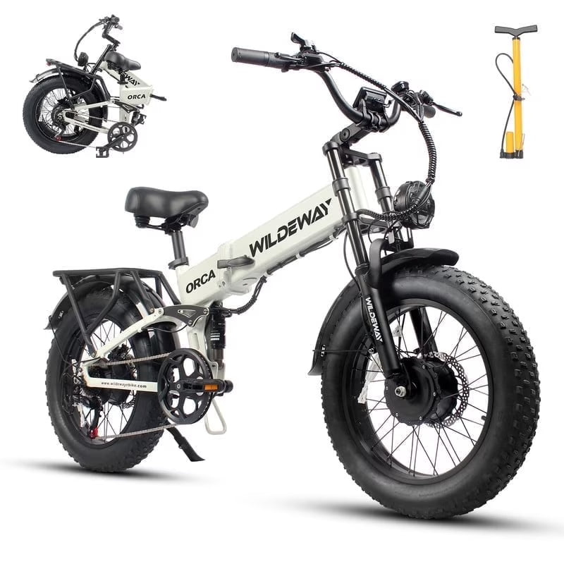 Folding AWD Dual Motor Electric Bike for Adults 20*4.0'' 2300w UL2849 48v 20ah, 7 Speeds, Fat Tire Ebike up to 28MPH Off Road E - Mountain Bike Dual Hydraulic Disc Brakes&Suspension Electric Bicycles