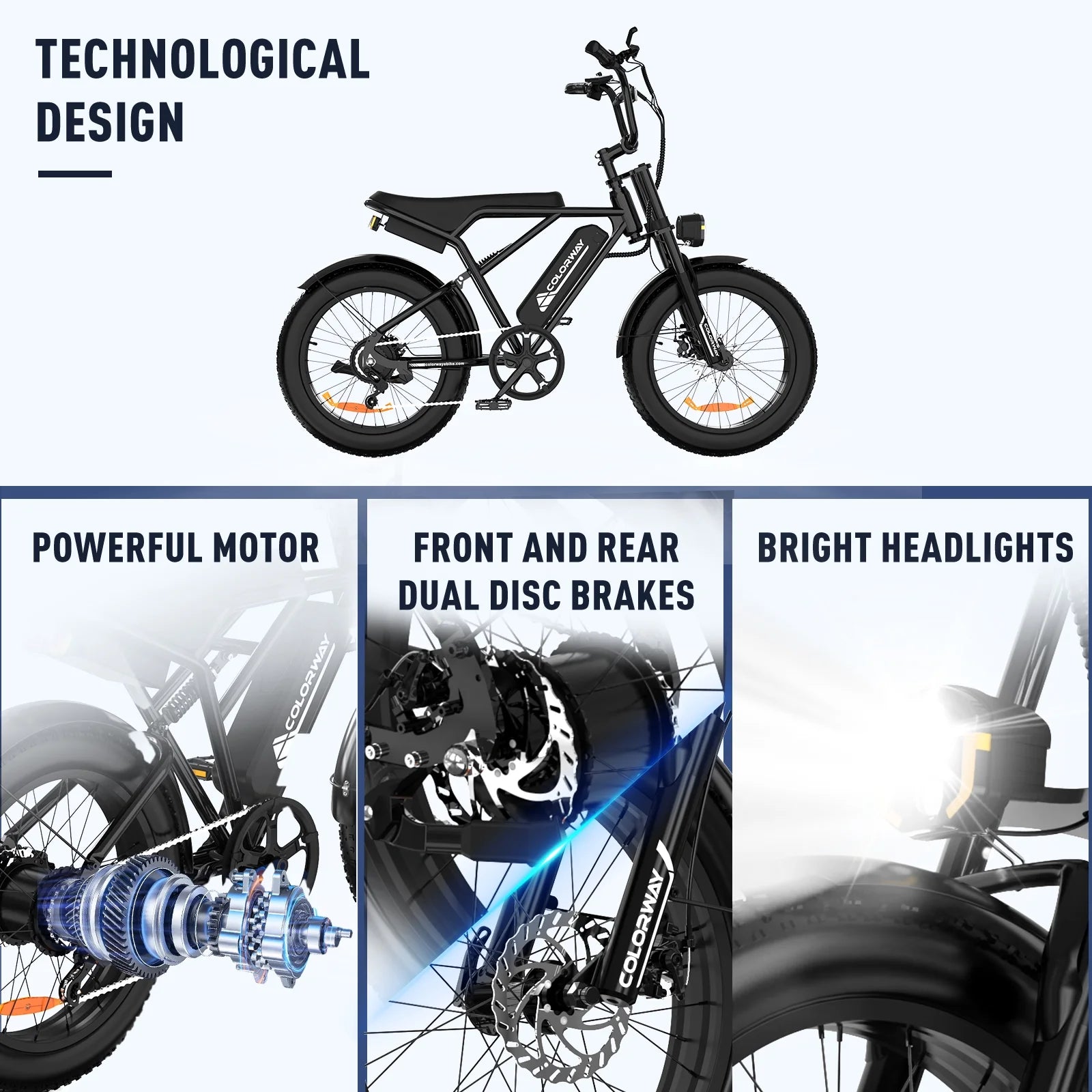 COLORWAY 750W 20"x4.0 Fat Tire Electric Bike, 48V 15ah Battery, Off - Road E - Bike for Adults, UL2849 Certified