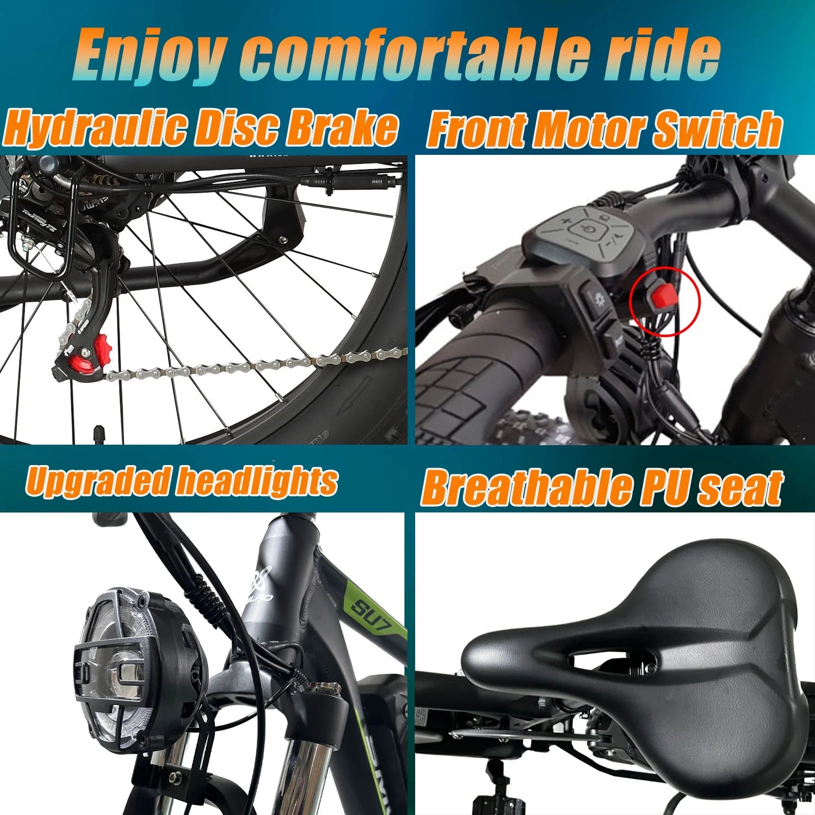 5000w Peak Dual Motor Electric Bike, 26" Fat Tire Shimano 21 Speed 45 MPH Commuter Mtb, 60V 25AH Front Suspension Ebike