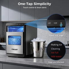 POKAIR Ice Maker, Nugget Ice Maker Portable Countertop 44 lb/Day, One - Touch Instant Ice & Self - Cleaning, Pebble Ice Machine for Home Office RV, Stainless Steel