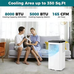 8000 BTU Portable Air Conditioner, 3-in-1 Floor AC Unit with Fan & Dehumidifier, Remote Control, 24H Timer, Window Kit for Rooms up to 350 Sq. Ft
