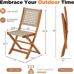 AECOJOY Acacia Wood Outdoor Dining Table for 4, Foldable Top Patio Table with Wheels