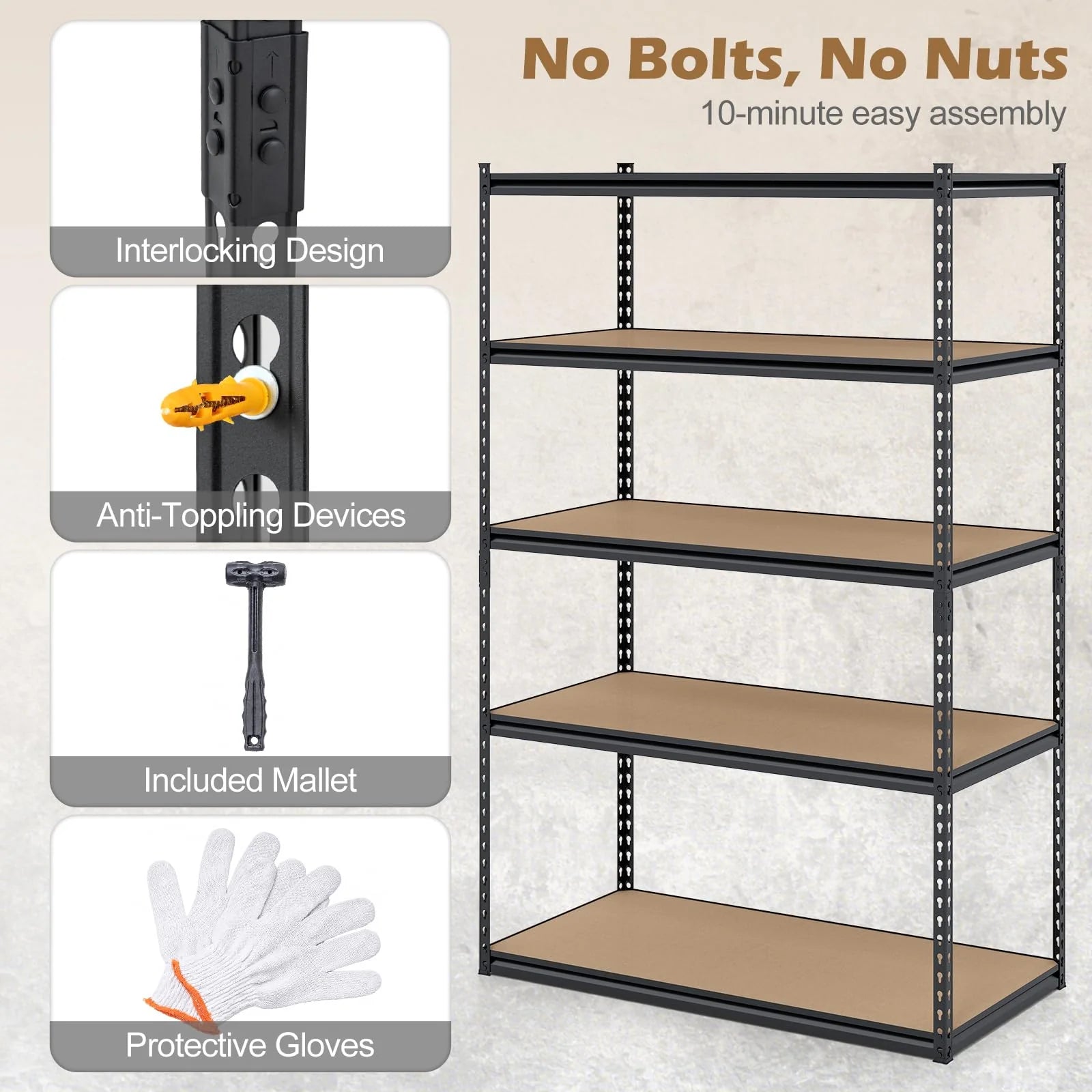 Giantex 5-Tier Metal Storage Shelves w/Adjustable Utility Rack (48" W x 24" D x 72" H)