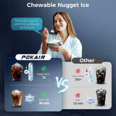 POKAIR Ice Maker, Nugget Ice Maker Portable Countertop 44 lb/Day, One - Touch Instant Ice & Self - Cleaning, Pebble Ice Machine for Home Office RV, Stainless Steel