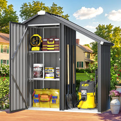 AECOJOY Outdoor Storage Cabinet Waterproof with Shelves and Lean to Open-Sided Firewood Racks