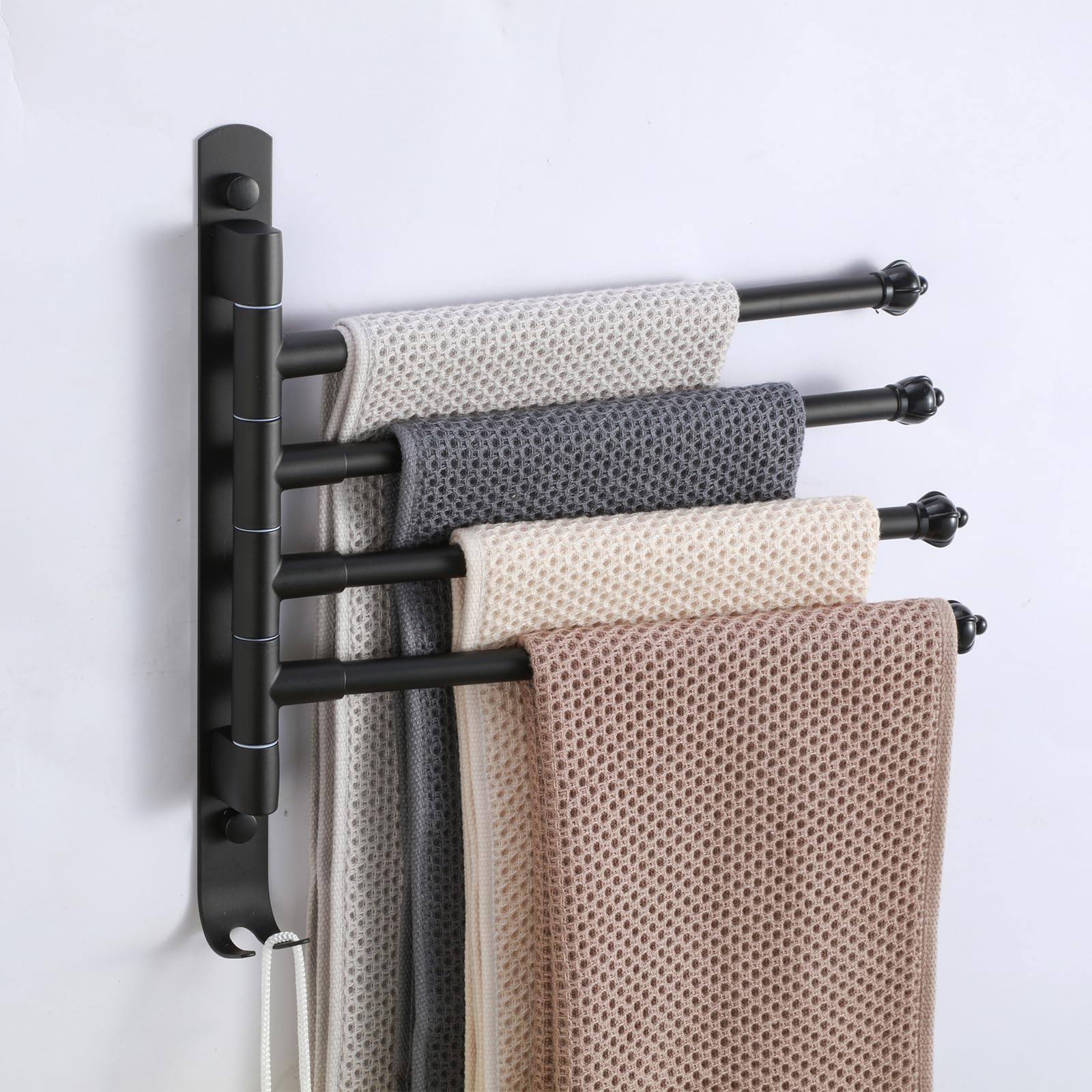OURVII Bathroom Towel Rack Swivel Hanger Towel Bar Wall Mounted Door Towel Rack Space Saving Storage Organizer Hanging Holder 15 inch (Stainless