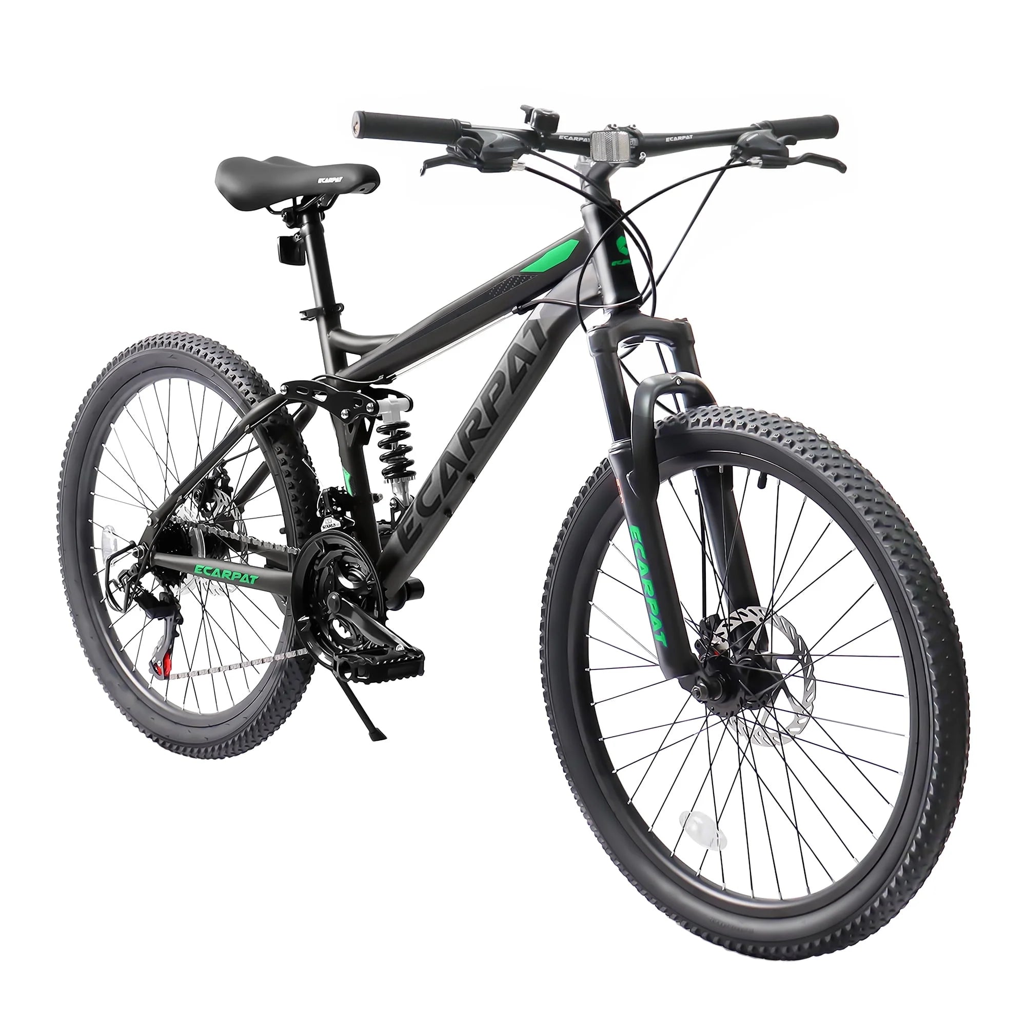 Ecarpat 26 in Mountain Bike, 21 - Speed Bike with Dual Suspension, High - Carbon Steel Frame and Disc Brakes, MTB Commuter Bicycles for Men Women, Black - Blue