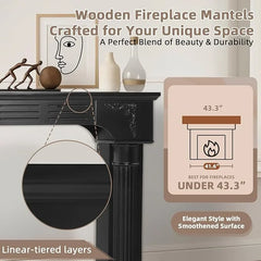 EPICOZY 43.3" Fireplace Mantel, Freestanding Fireplace Surround with Leg for Electric Fireplaces, MDF Mantel Surround with Shelf for Living Room with Decorative Pattern, Anti - Tipping & Waterproof