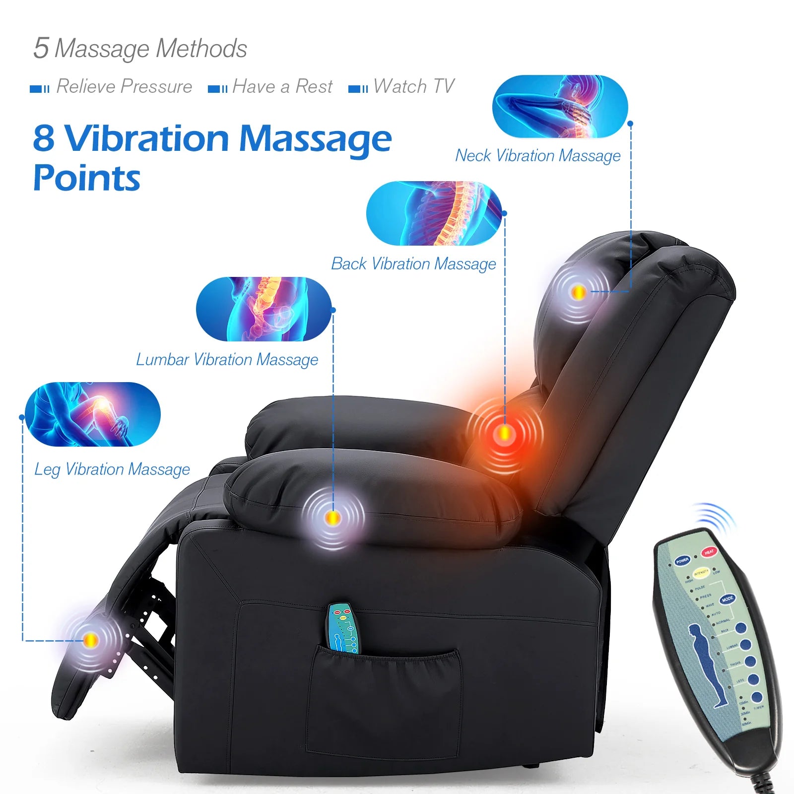 AECOJOY Massage Recliner Chair with Heat Function, Overstuffed Recliner Sofa