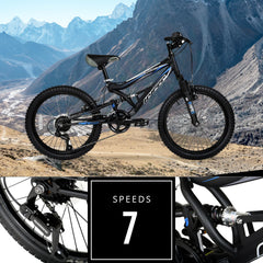 Hyper Bicycles 20" Boys Shocker Mountain Bike, Kids, Black, Recommended Age Group 8 to 13 Years Old