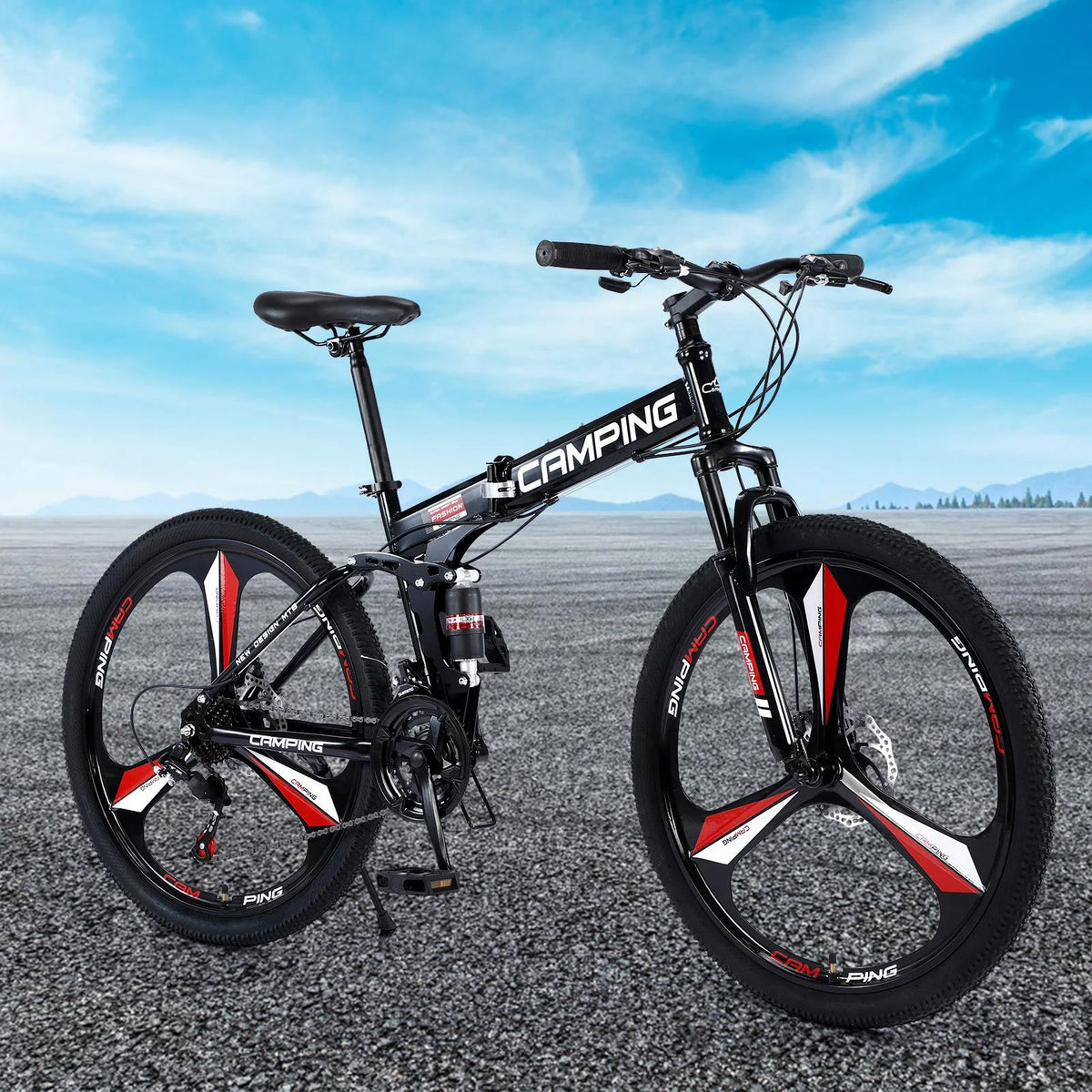 Zimtown 26" Folding Mountain Bike, Shimano 21 Speed MTB Bicycle for Adults, Black