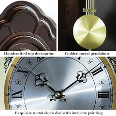 ? 26IN Grandfather Vintage Wall Clock with Pendulum and Chime, Hour/Quarter - Hour Chime, Elmwood Frame, Large Vintage Wall Clock for Living Room, Home Decor Gift