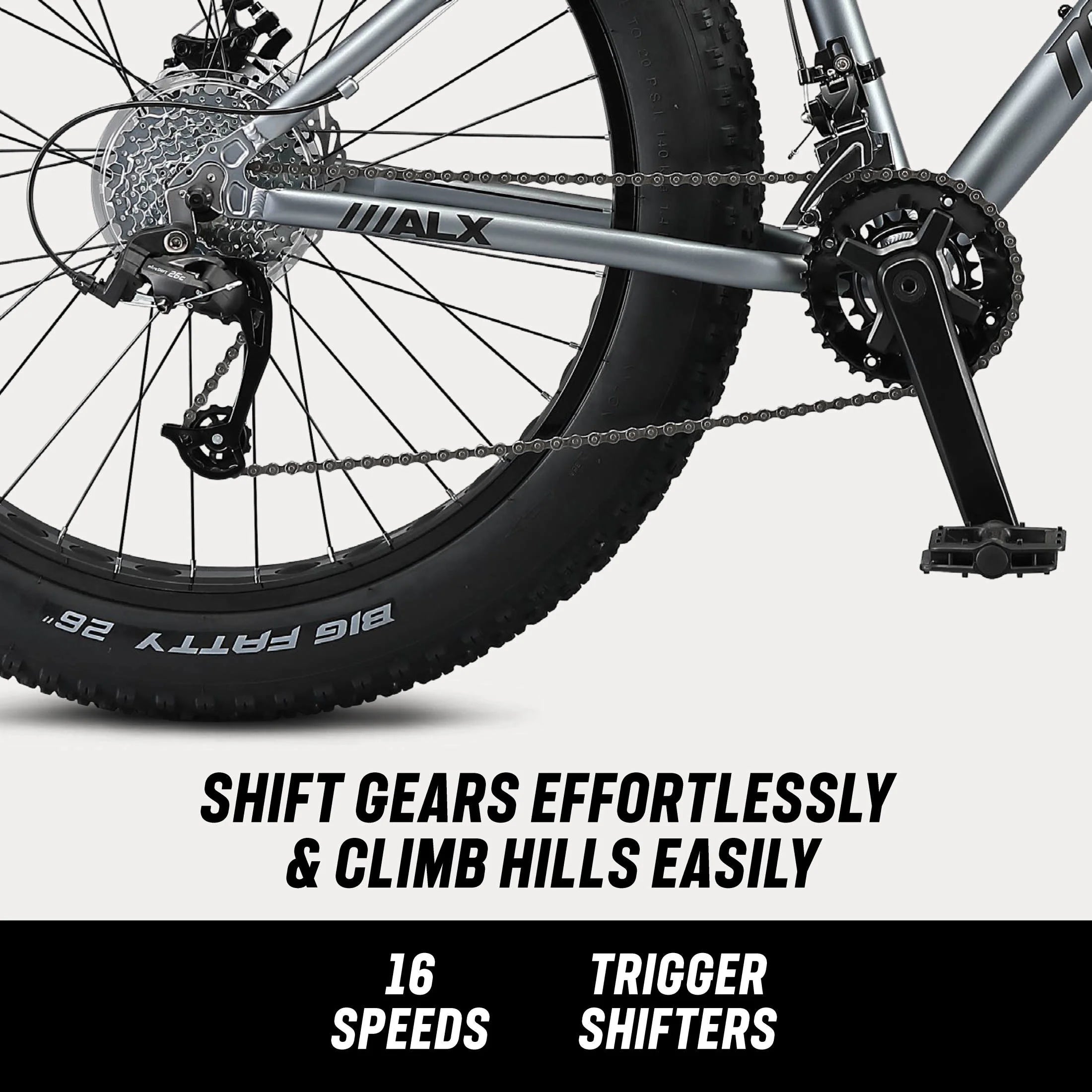26" Mongoose Dolomite ALX Unisex Fat Tire Mountain Bike, Gray, Ages 12+