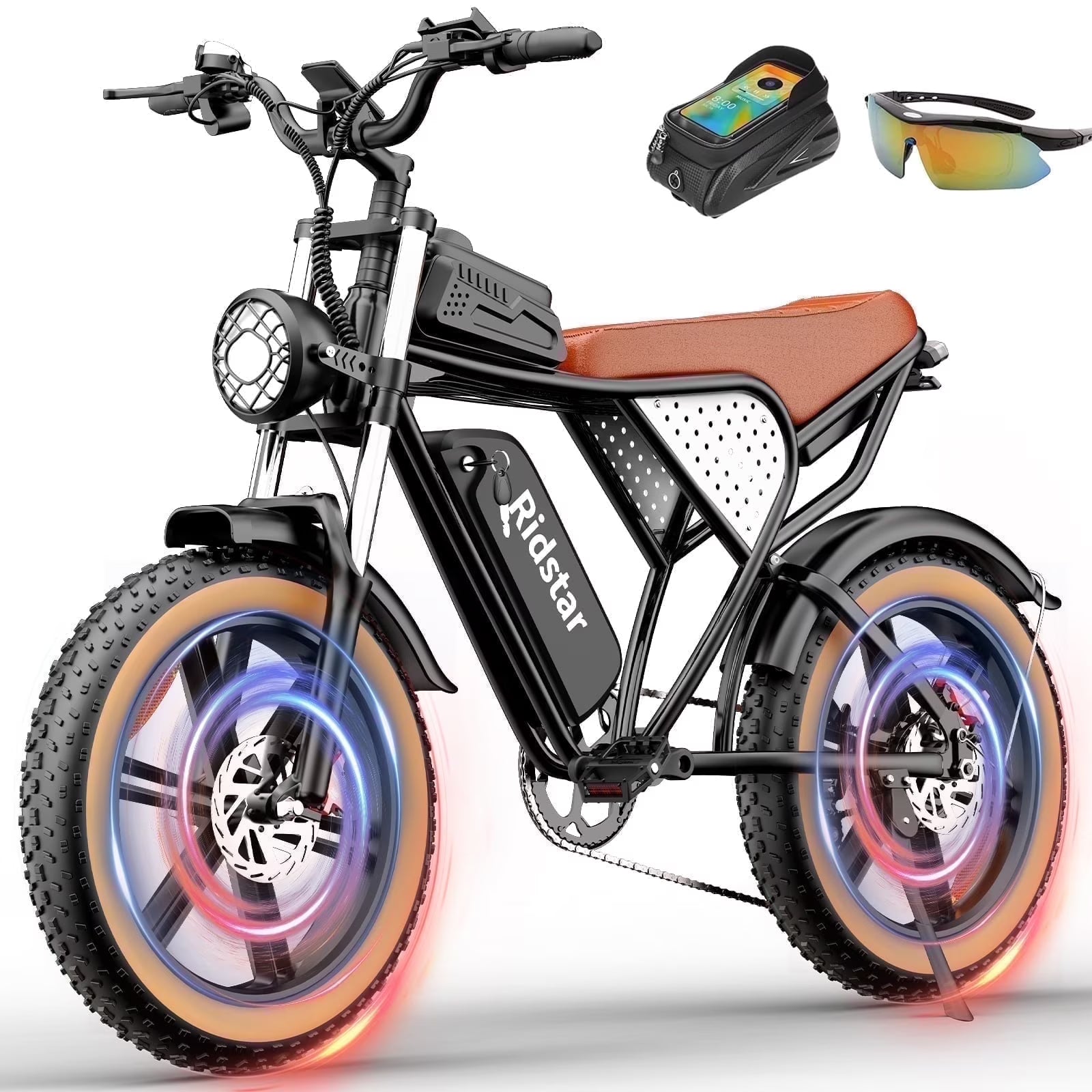 Ridstar Electric Biycle for Adults, 1200W 32MPH, 48V 20AH Electric Dirt Bike, 20" Fat Tire 7 Speed Mountain Bike UL2849