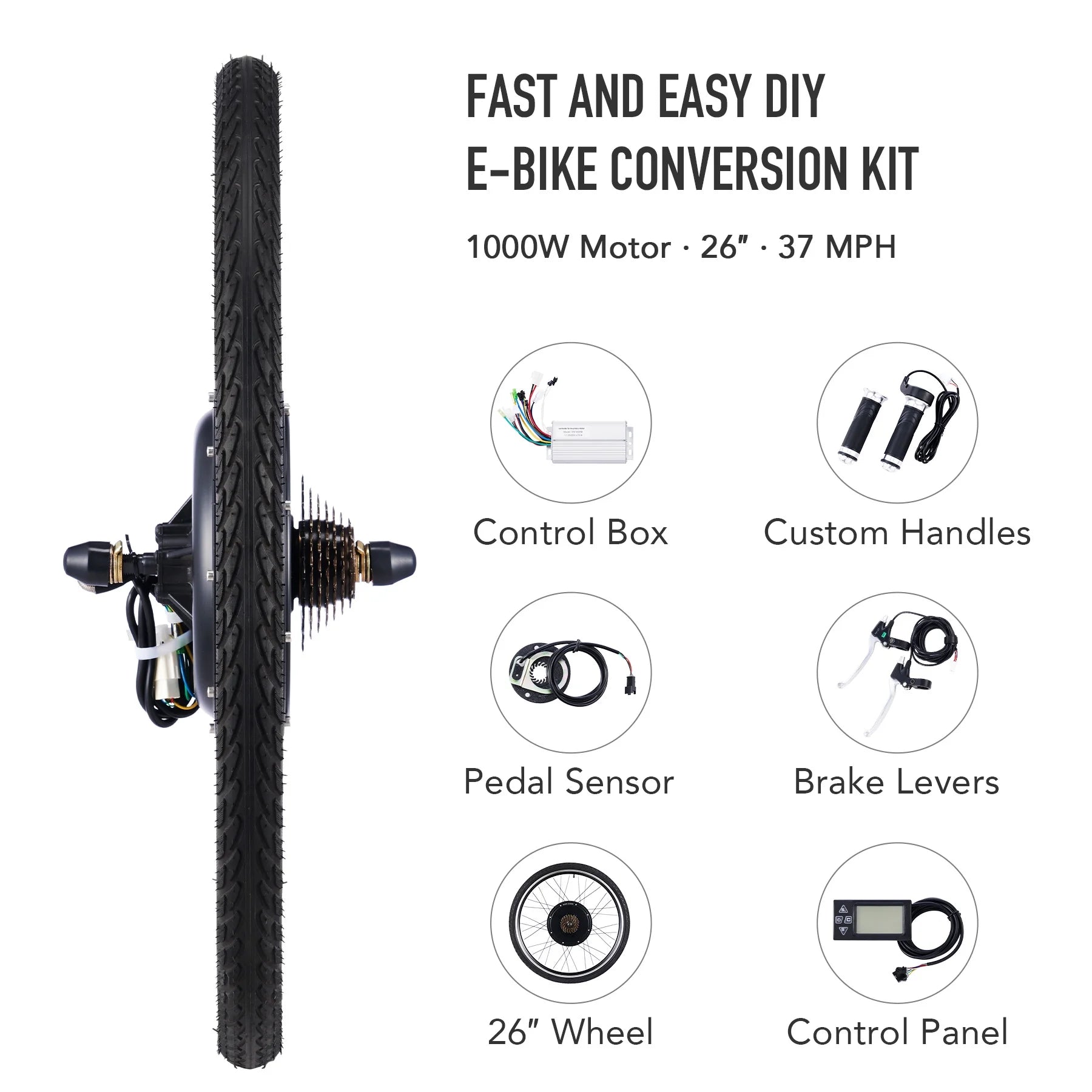 Viribus Electric Bike Conversion Kit 26" Rear Wheel 1000W Hub Motor LCD Ebike DIY Set