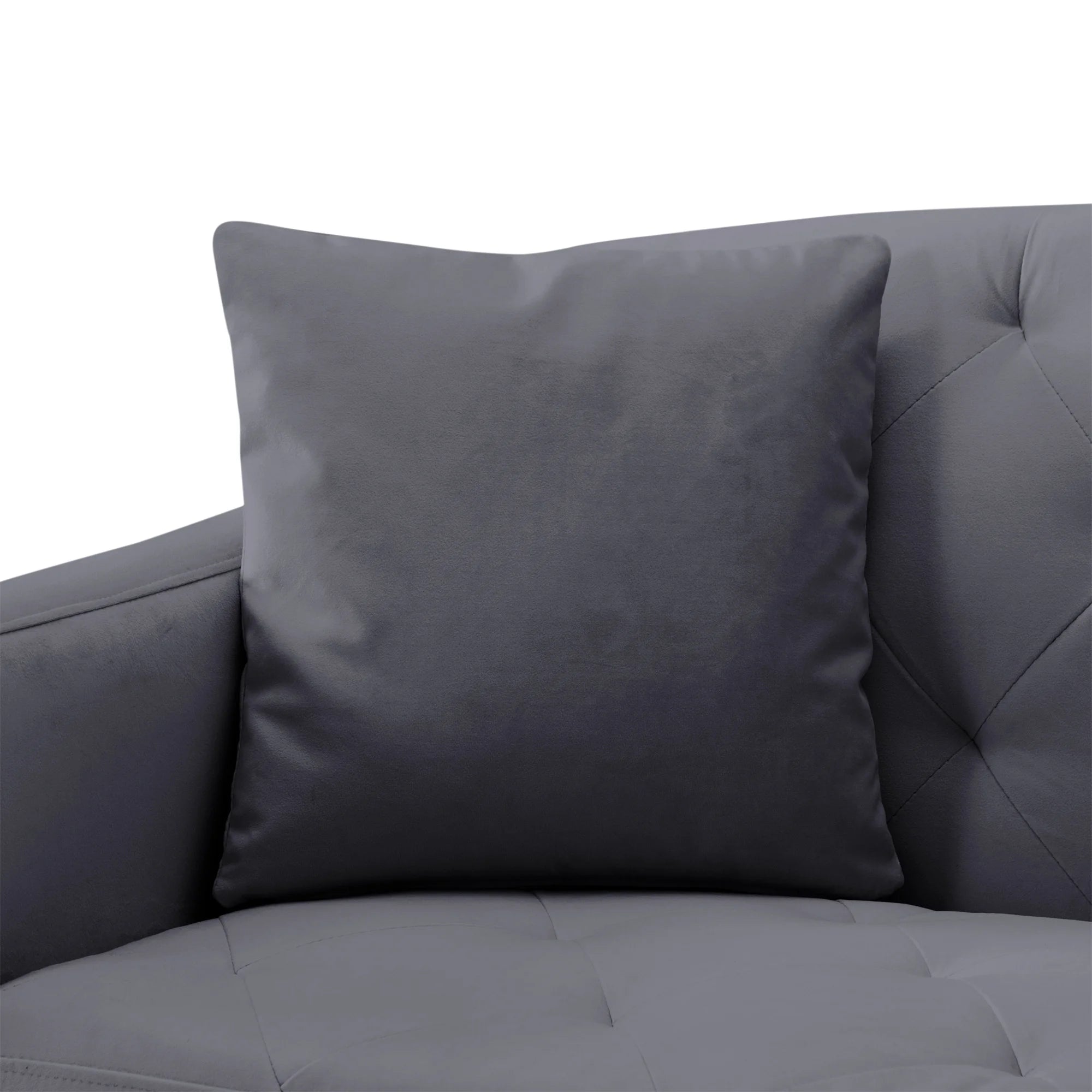 Aukfa 75" Square Arm Futon Convertible Sofa Bed for Home Office, 2 Cup Holders, Linen, Dark Gray