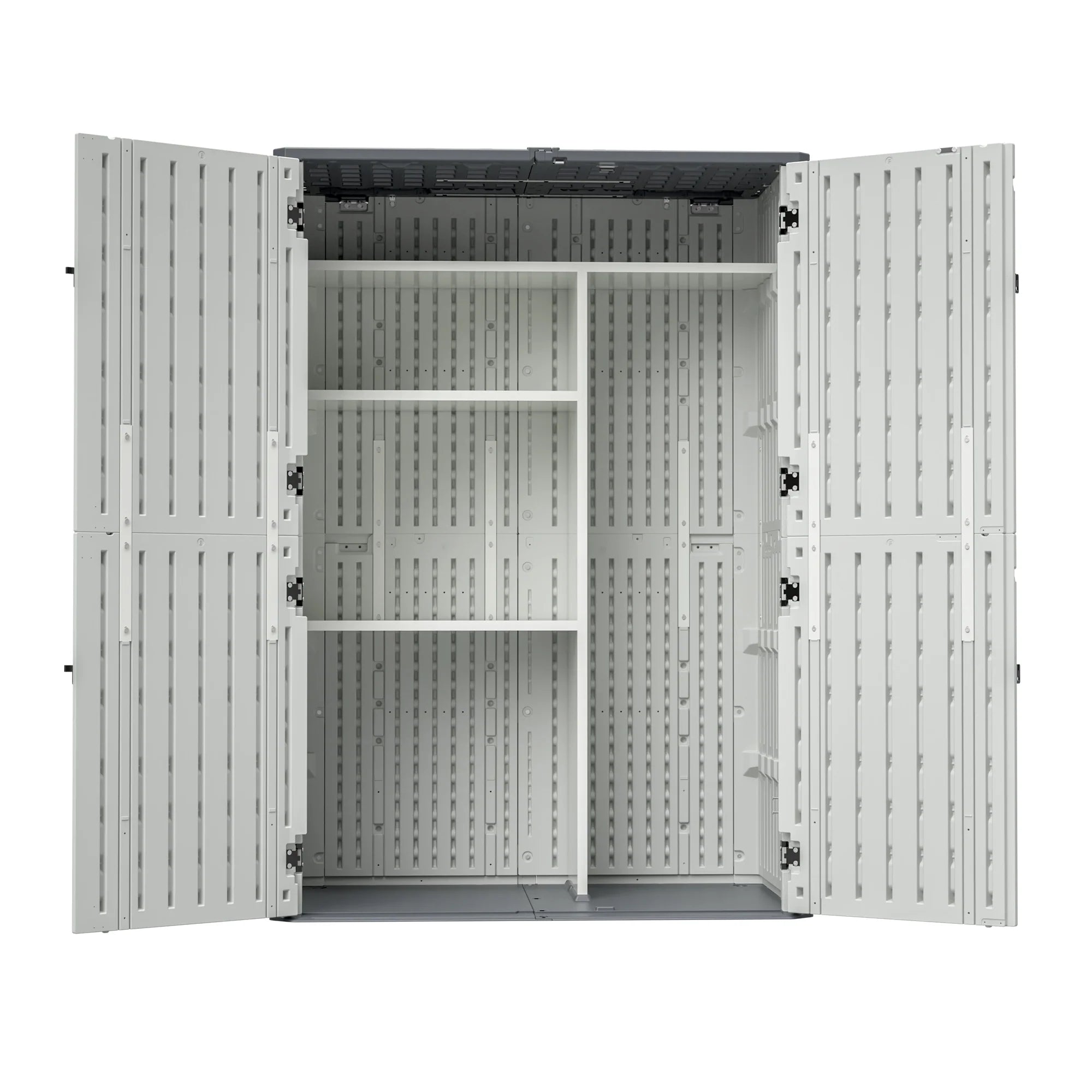 AECOJOY 61.6 Cu.ft Outdoor Resin Storage Shed with Easy Lift Hinges & Adjustable Divider