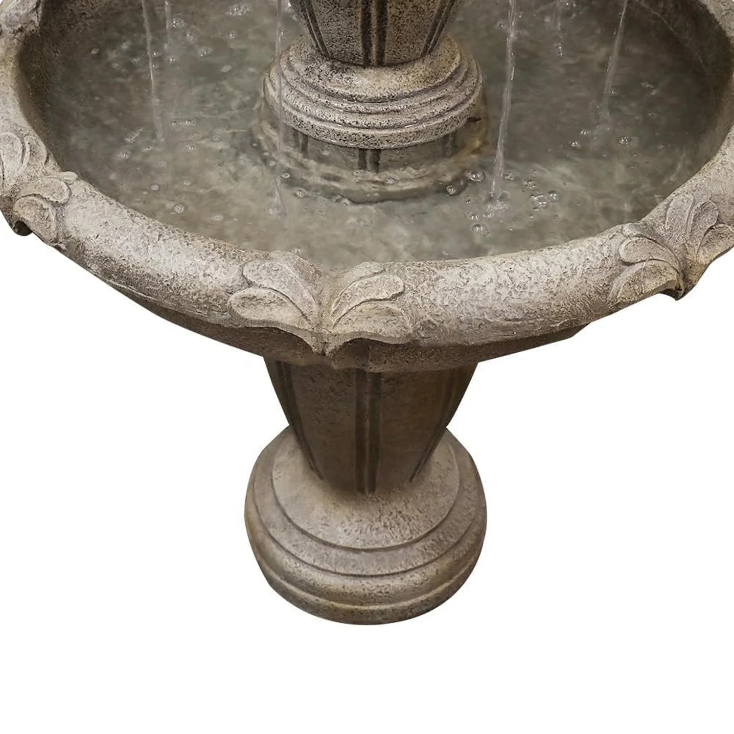 48�?h Outdoor Floor Water Fountain, 3 - Tiers Concrete Water Fountain with Submersible Electric Pump - Garden Cascading Waterfall for Yard Patio Lawn Home Decor